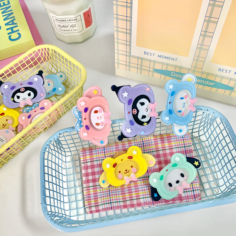 New cute three-dimensional hat-wearing cartoon Sanrio sweet and girlish candy-colored hair clips, a niche and adorable hair accessory pic 2