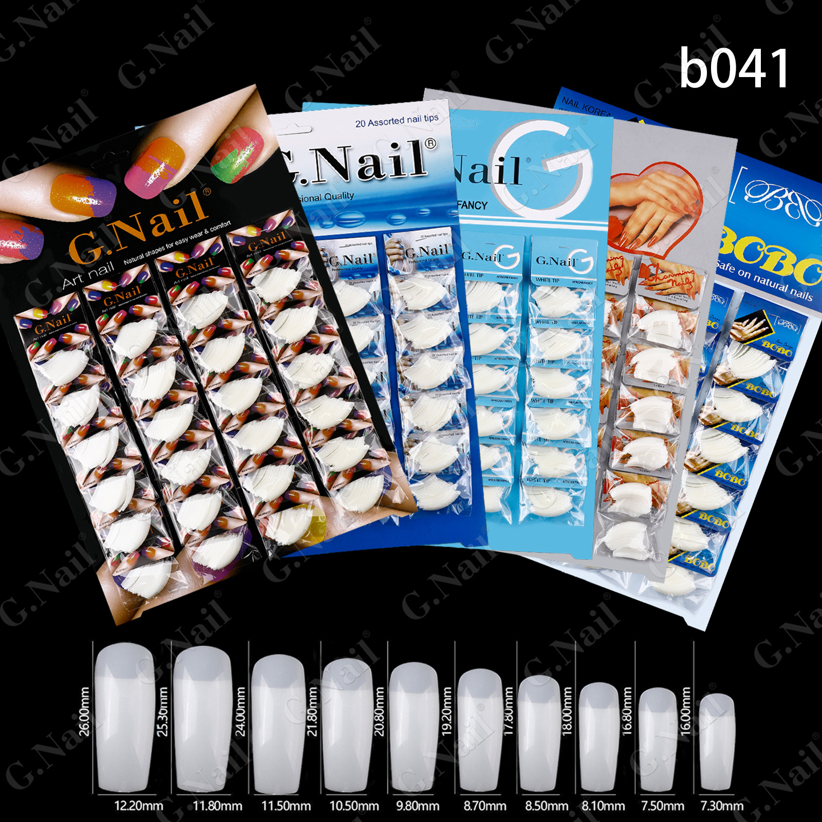 Gnail正品24包卡装美甲甲片自然色白色穿戴甲欧美假指甲甲片批发详情2