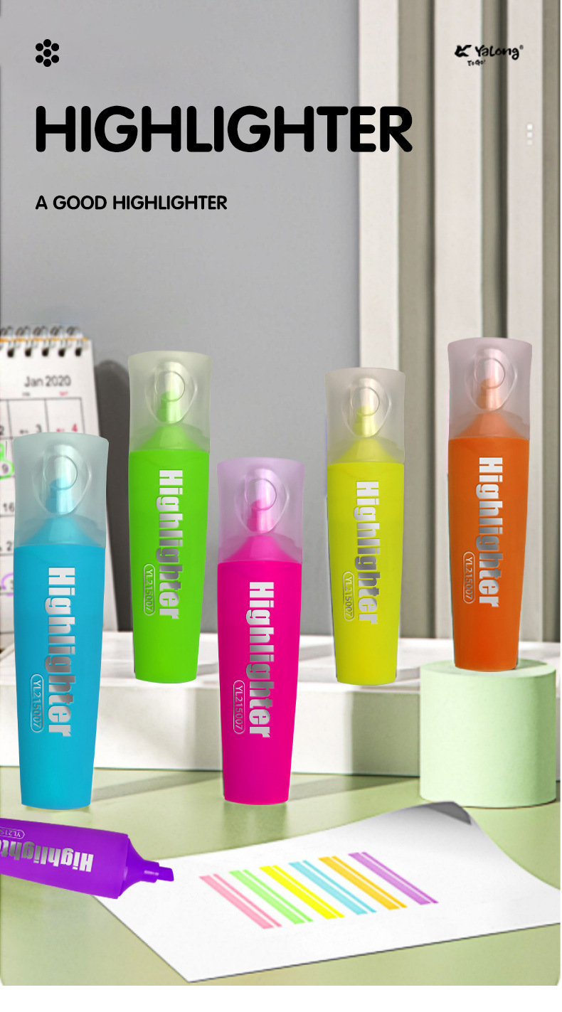 Yalong Cross-border brand cute promotional gift: 12-color hybrid highlighter notebook pen pic 1