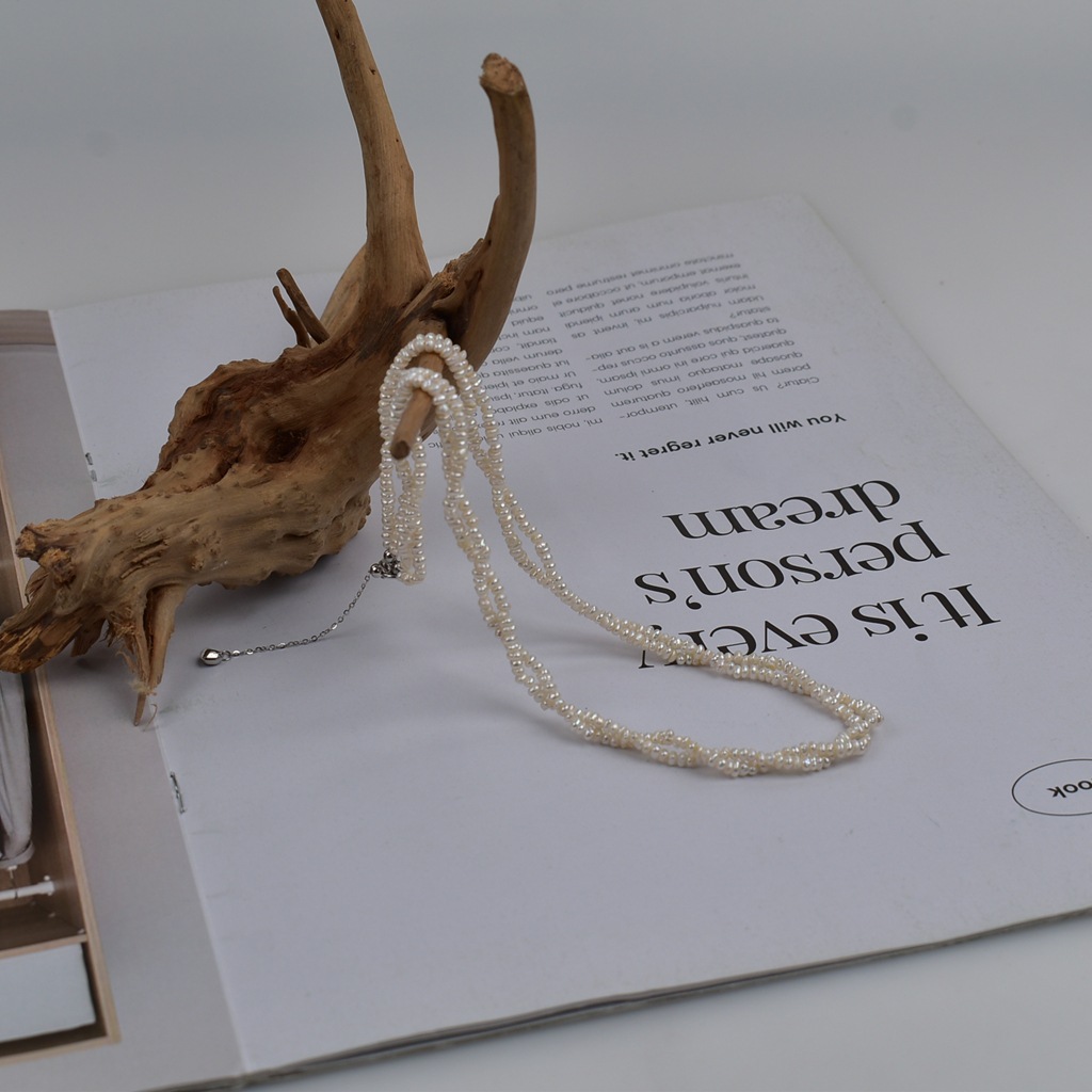 三层双层扭扭链2-3mm小扁珠925珍珠项链天然淡水珍珠项链颈链简约详情6