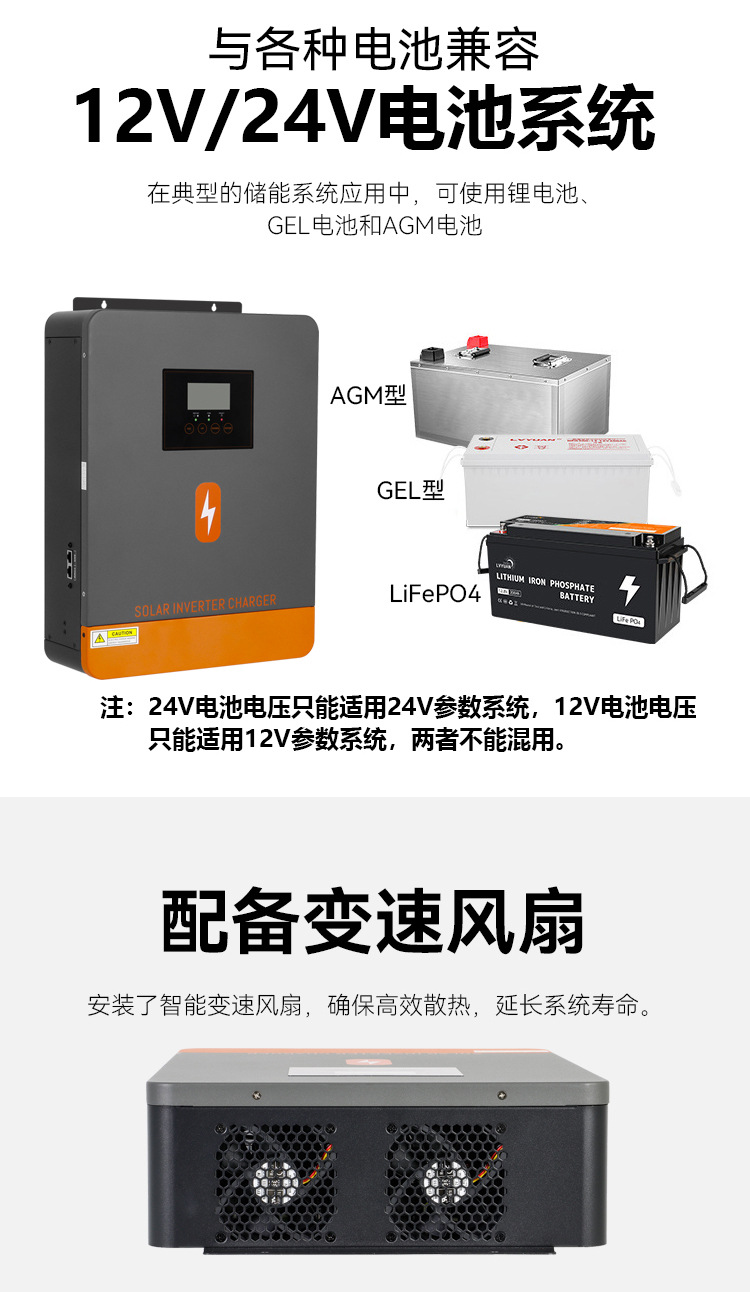 Cross-border 12 v / 24 v4200wsolarhybridinverter solar inverter NiKong all-in-one pic 10