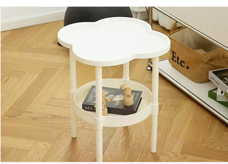 出租简约四叶草小茶几床头柜客厅移动置物架卧室奶油风创意床头柜详情5