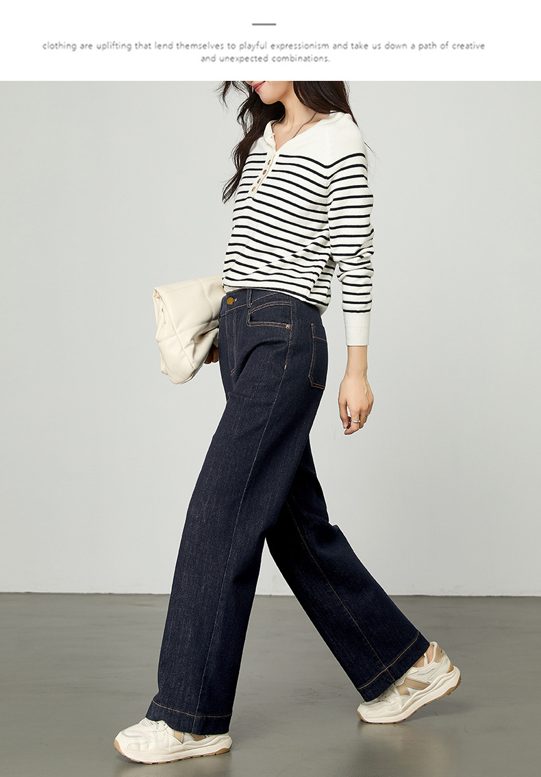 2025秋季新款窄版阔腿牛仔裤女宽松高腰小个子休闲复古直筒九分裤详情36