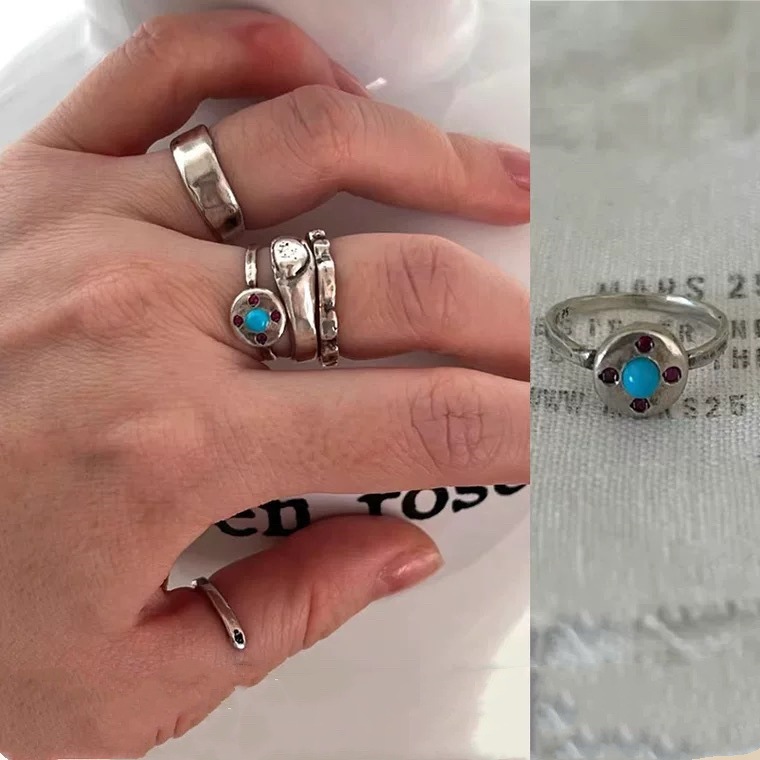 韩国小众mars25同款做旧太阳花戒指小众设计简约精致叠戴指环手饰详情2