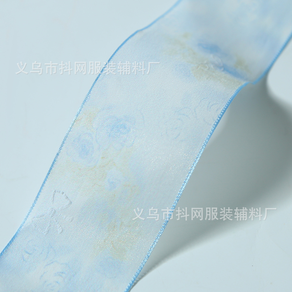 厂家国风晕染玫瑰丝带彩色拷边纱带手工diy发饰鲜花礼品花艺包装详情8