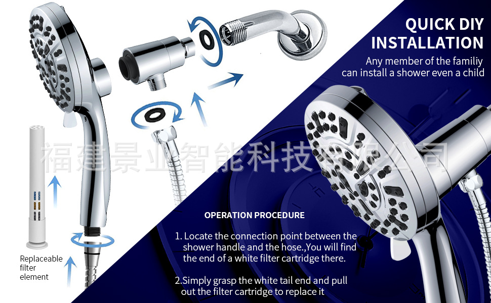 Cross-border American magnetic shower head set Aquamagnex10 functional spray gun handheld filter pressurized shower head pic 3