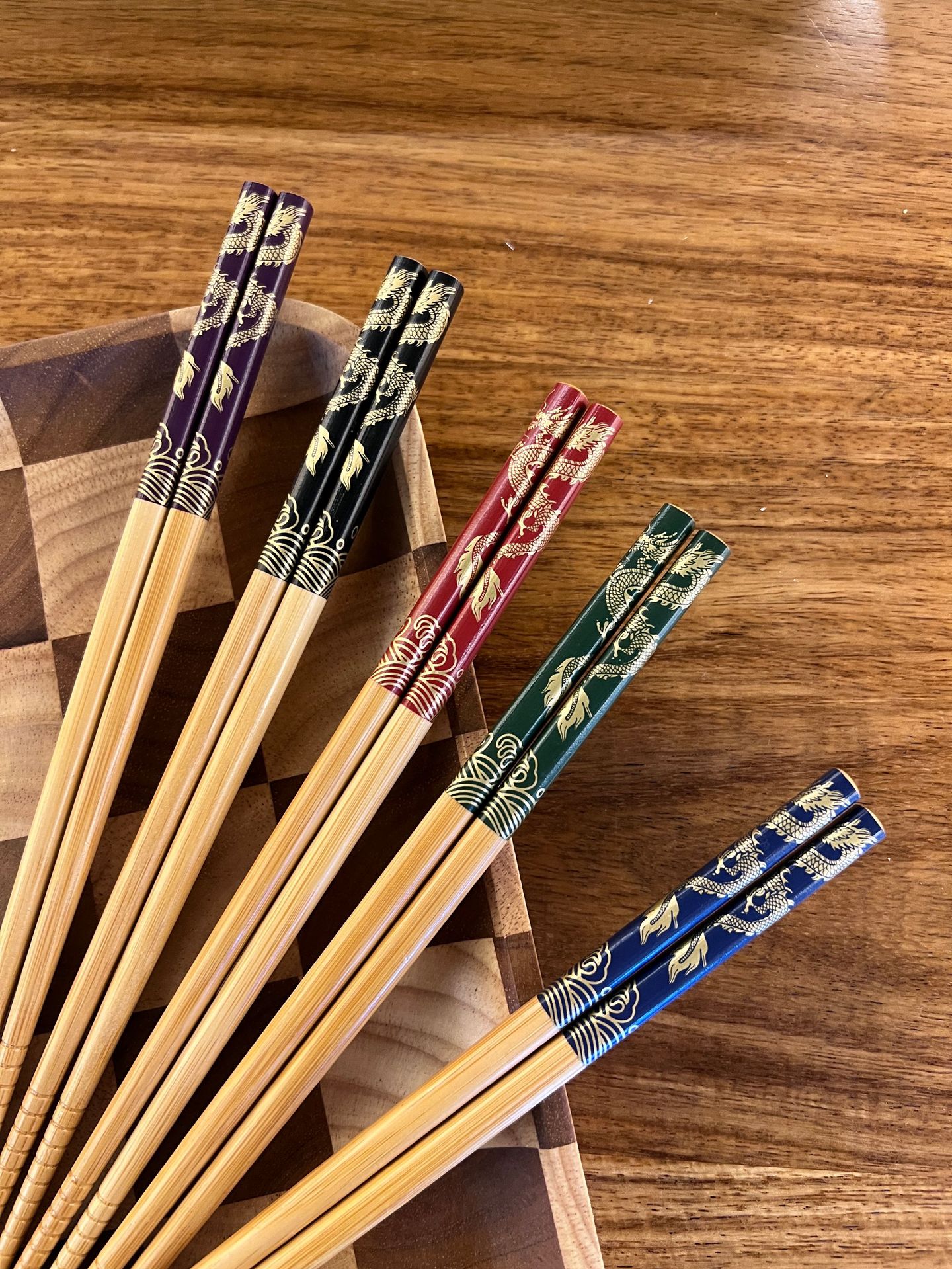 Colorful Golden dragon printed bamboo chopsticks, export chopsticks, household bamboo chopsticks, anti-slip chopsticks, festive, high-end printed chopsticks pic 1