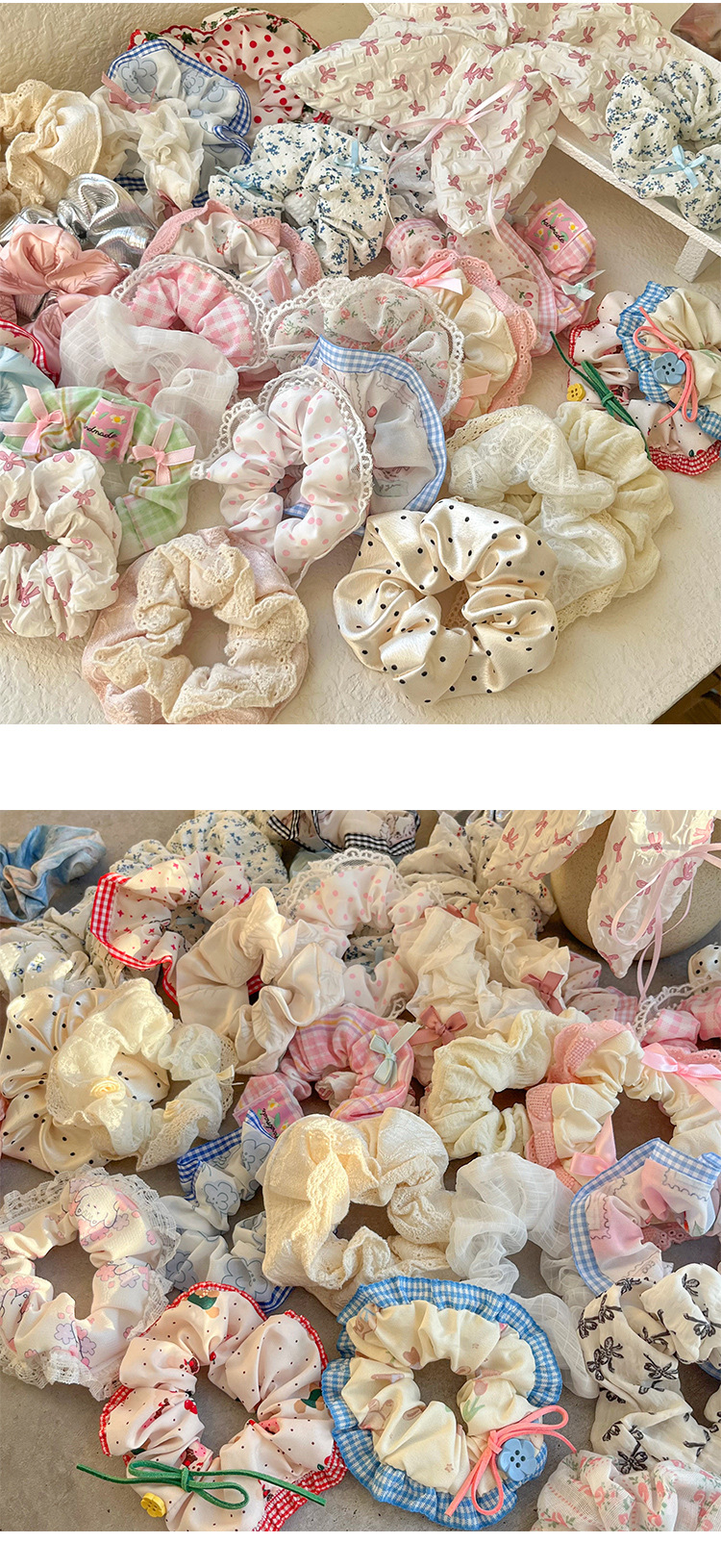 小清新泡芙大肠发圈高颜值简约发圈皮筋女发饰义乌小商品论斤批发详情3