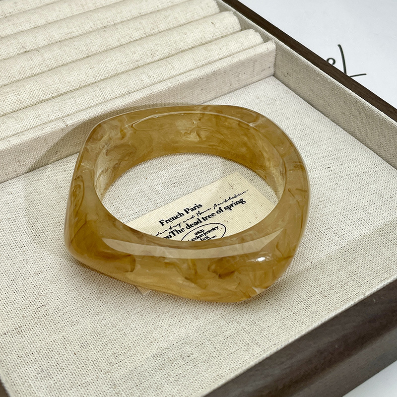 Acetic acid niche irregular acrylic wide-edge bracelet, a retro and high-end vintage bracelet with a unique design for women pic 18