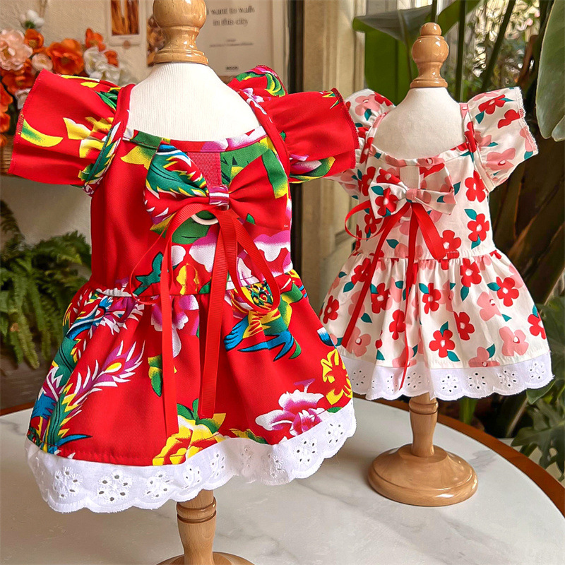 宠物衣服飞袖三色连衣裙春夏款泰迪比熊柯基小狗猫咪服装用品批发详情4