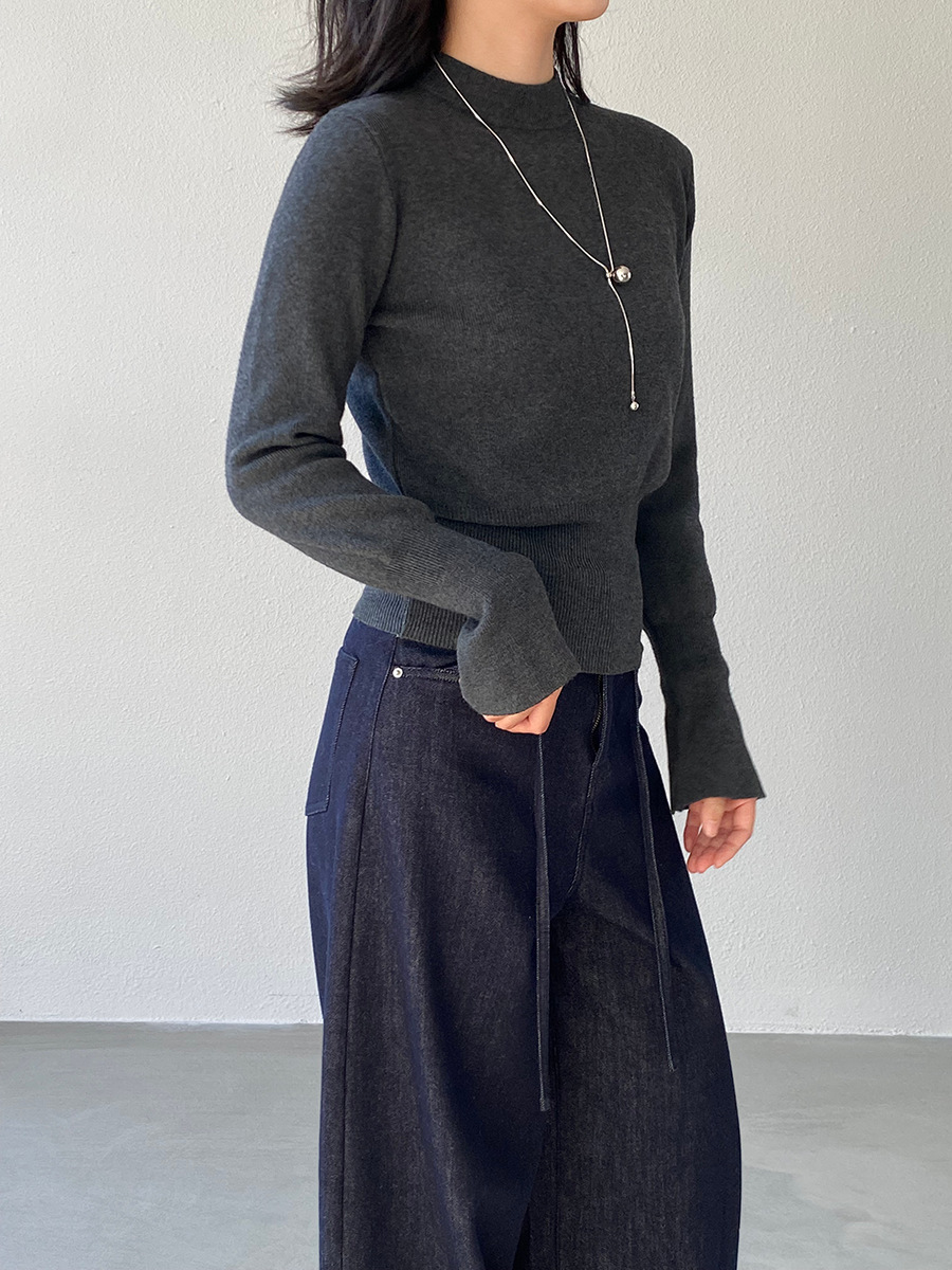 Jiangzuo [Winter Daylight] Korean-style semi-high neck flared sleeve knitted sweater for women to slim their waisted waist in winter 3012 pic 31