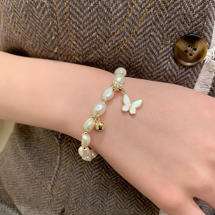 巴洛克淡水珍珠项链女夏气质网红设计感蝴蝶锁骨链不规则珍珠颈链详情29