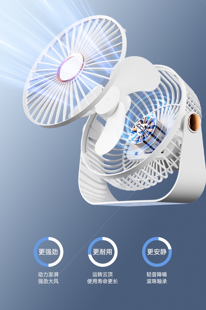 USB night light charging desktop fan, office, student dormitory, outdoor multi-functional portable small fan, gift, cross-border pic 7