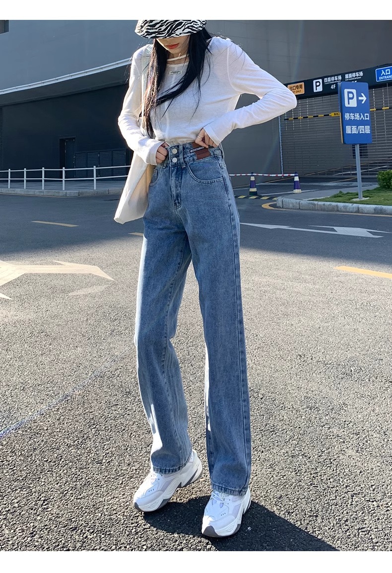高腰宽松窄版阔腿牛仔裤女春秋2025年新款小个子复古直筒女士裤子详情23