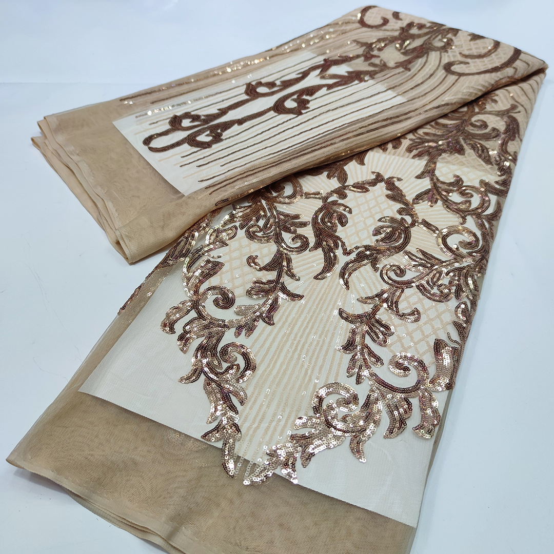 新款非洲亮片蕾丝花边网布面料派对礼服民族风服装辅料laceJX756详情50