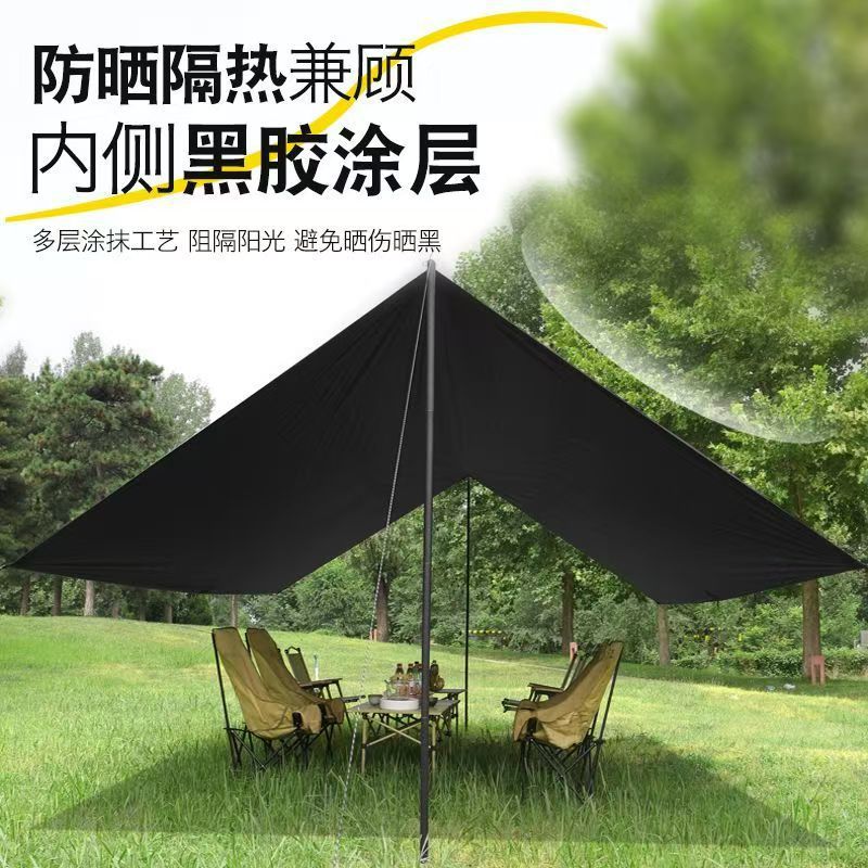 天幕帐篷户外加厚黑胶防晒遮阳棚便携式蝶形六角野营露营用品装备详情4