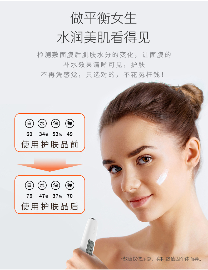白皙度皮肤检测仪测试仪笔脸面部肌肤水油份智能美容仪器家用详情15