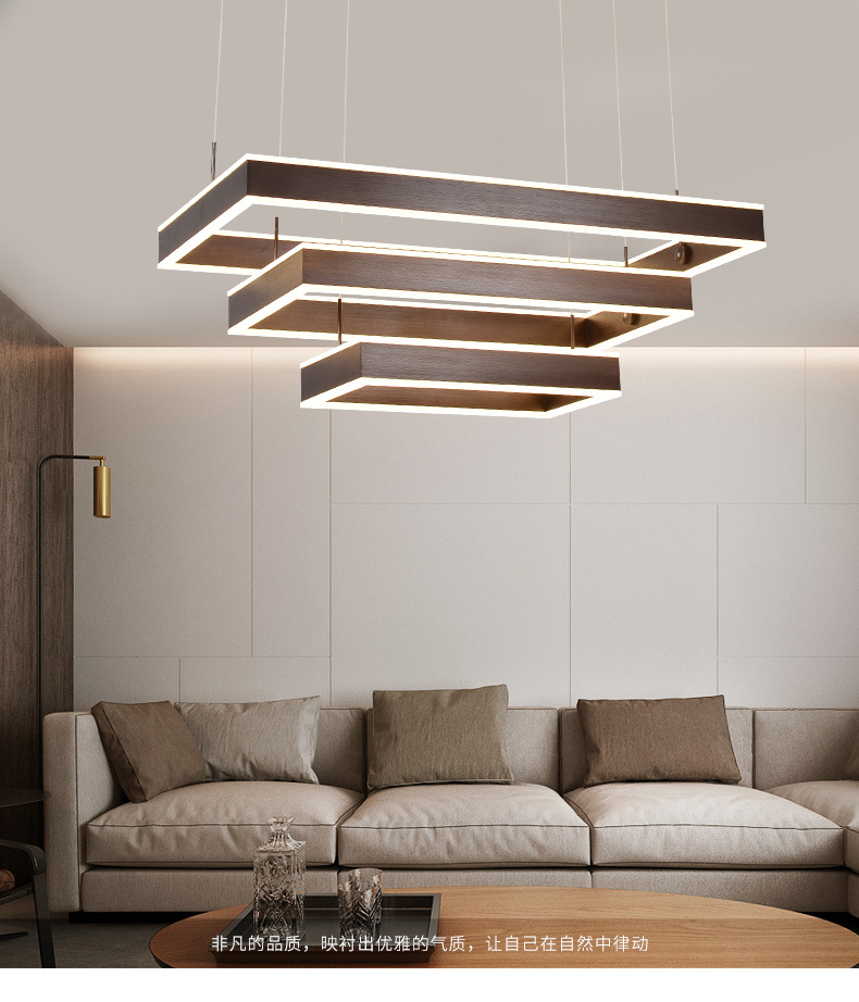 Nordic chandelier LED living room, dining room, postmodern creative, grand and simple bedroom lamp, hall rectangular lamp pic 7