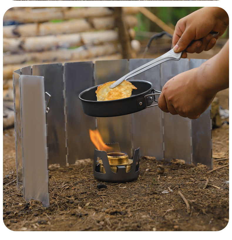 户外野营炉头炉具挡风板超轻铝合金可折叠带插销炉头防风罩便携款详情8
