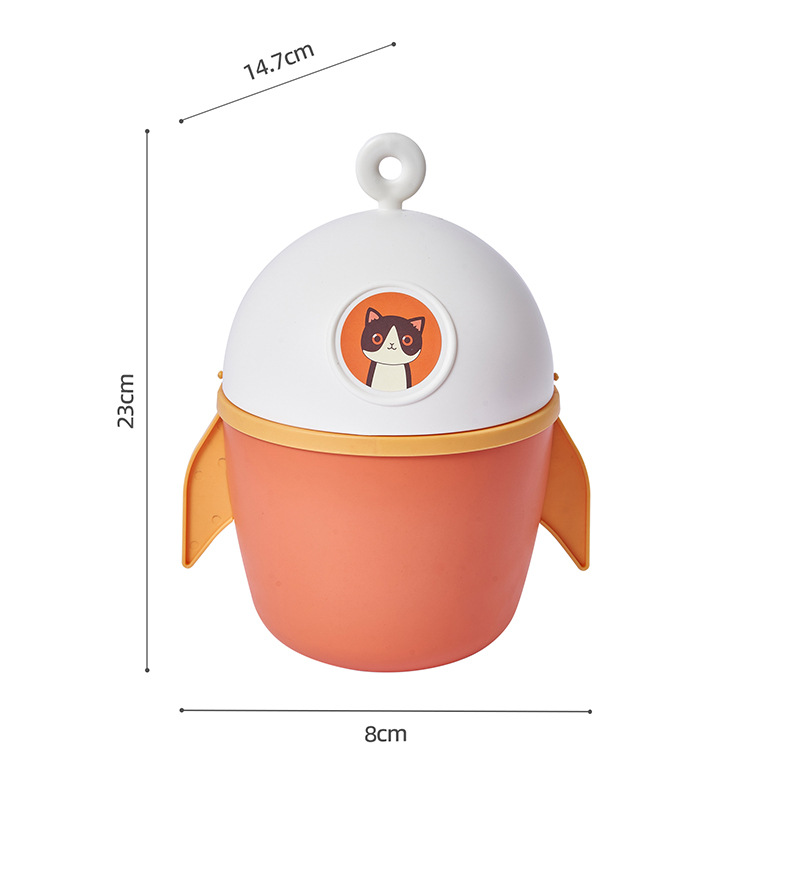 卡通桌面垃圾桶 办公室创意迷你塑料收纳桶 宿舍小号火箭翻盖纸篓详情2