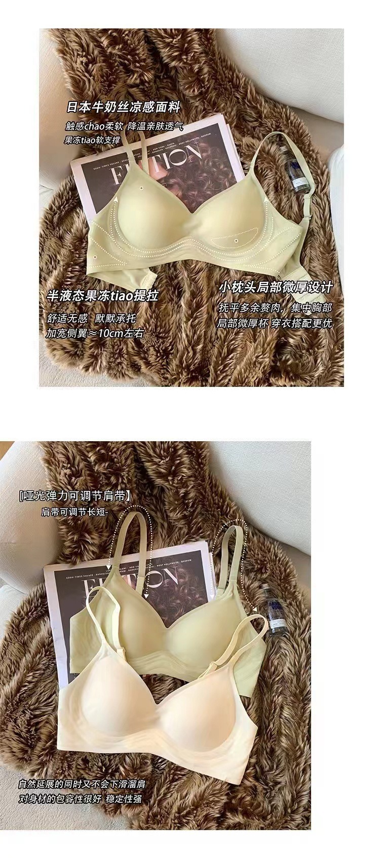 日本牛奶丝无痕内衣女小胸聚拢运动美背文胸罩大胸显小夏季薄款详情3