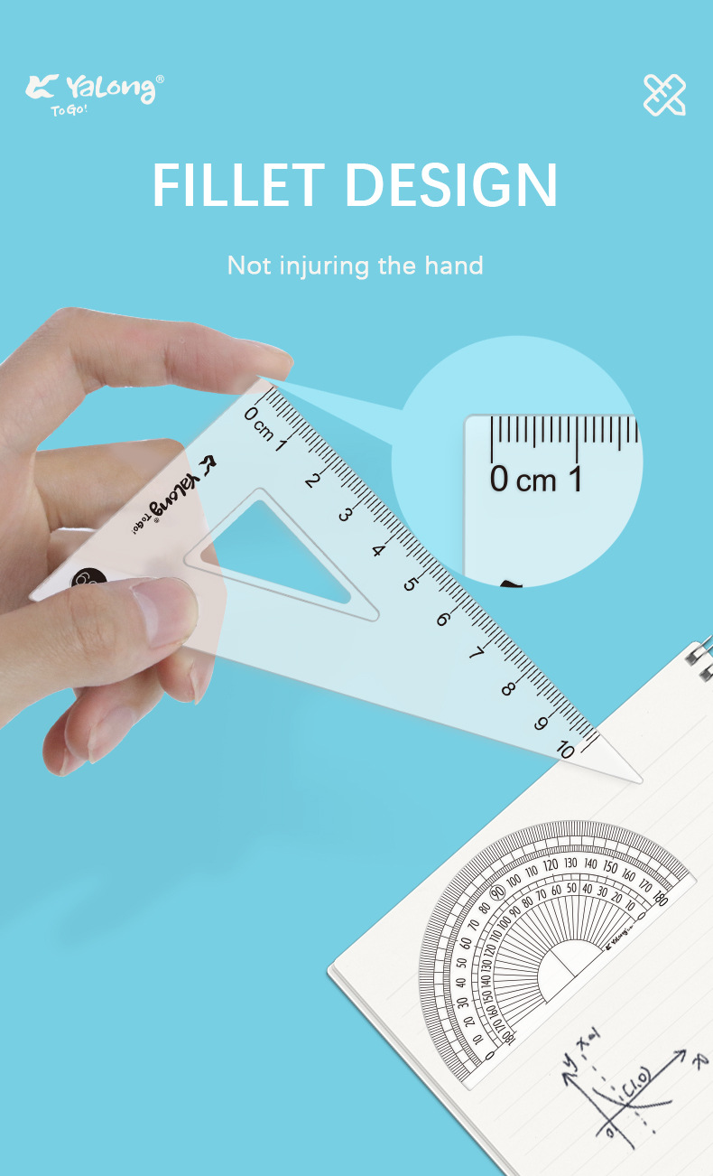 Yalong Cross-border Student Wholesale 20 cm School Ruler Student Stationery School Ruler Cute Measuring Set pic 6
