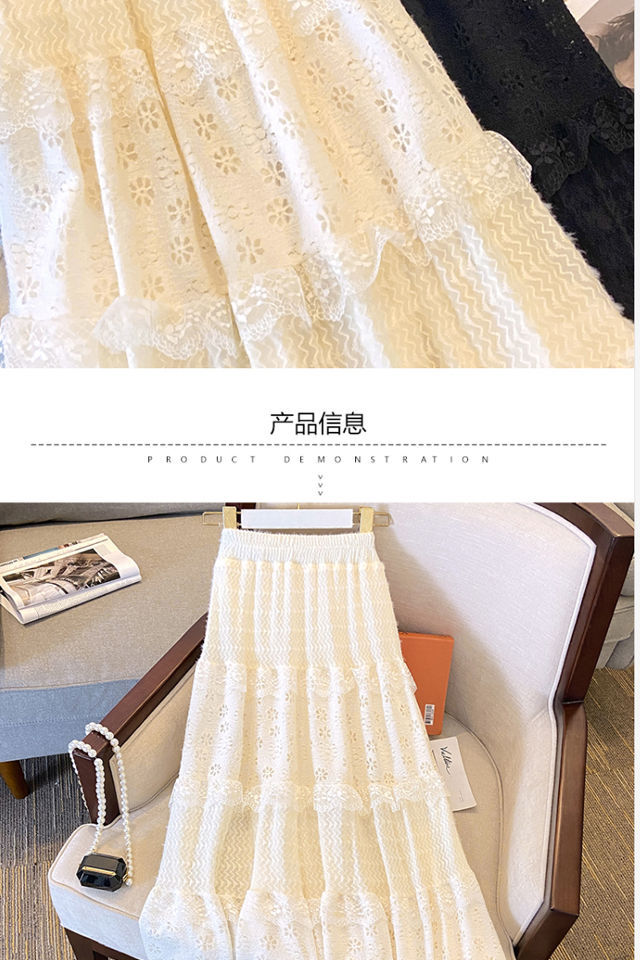 寻款法式春夏蕾丝温柔2024镂空蛋糕新款高腰拼接显瘦半身裙长裙详情6