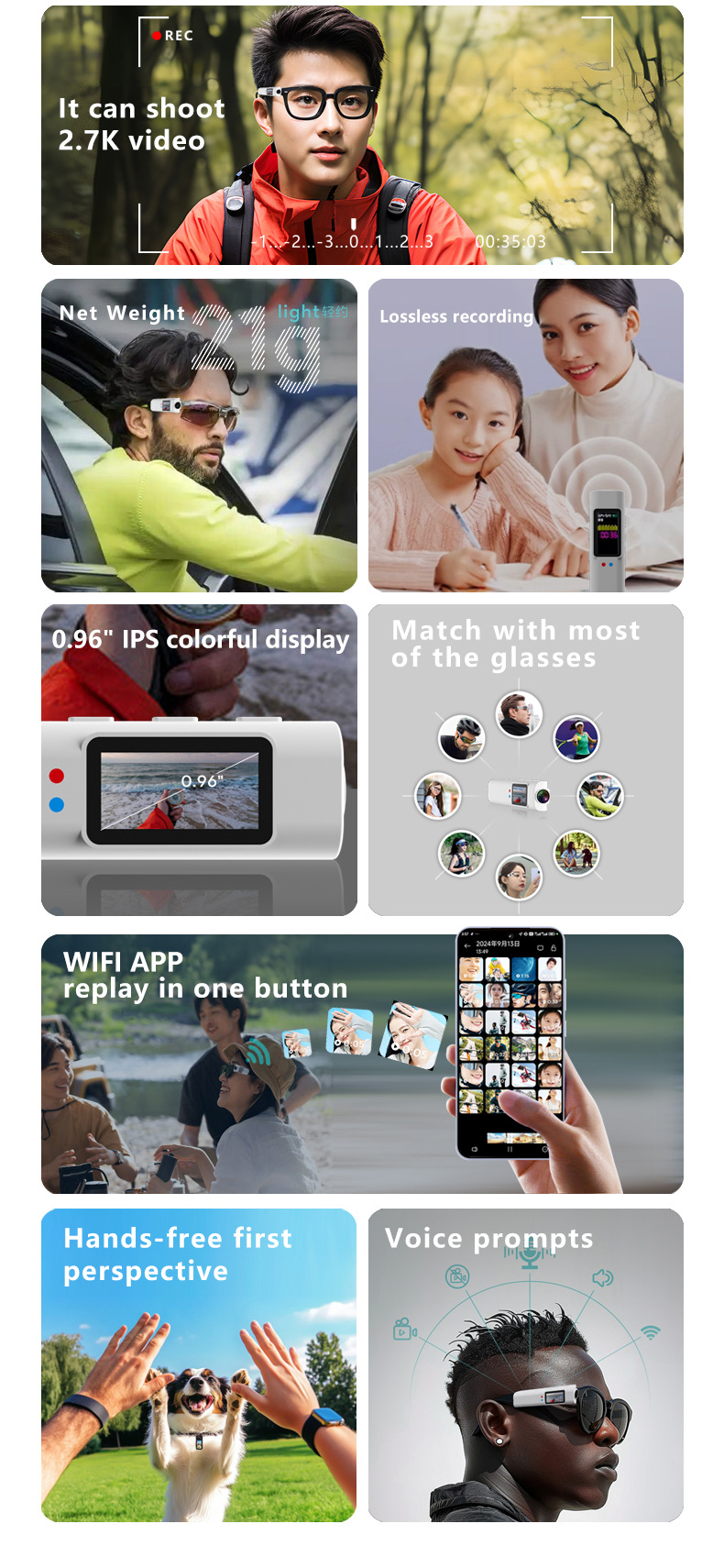 The new glasses action camera 1080P with WIFI view, video, DV, cycling and travel recorder S110 pic 2