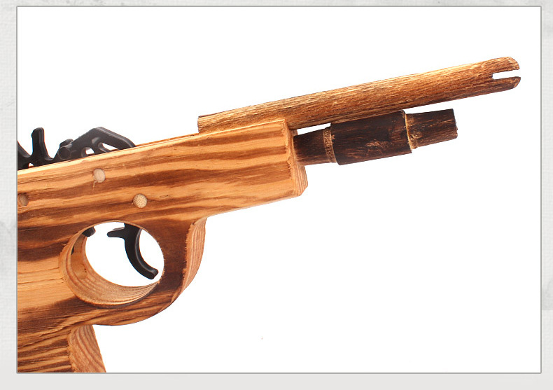 热销木质打皮筋枪橡皮筋13号小双管木抢短枪怀旧玩具工艺品详情11