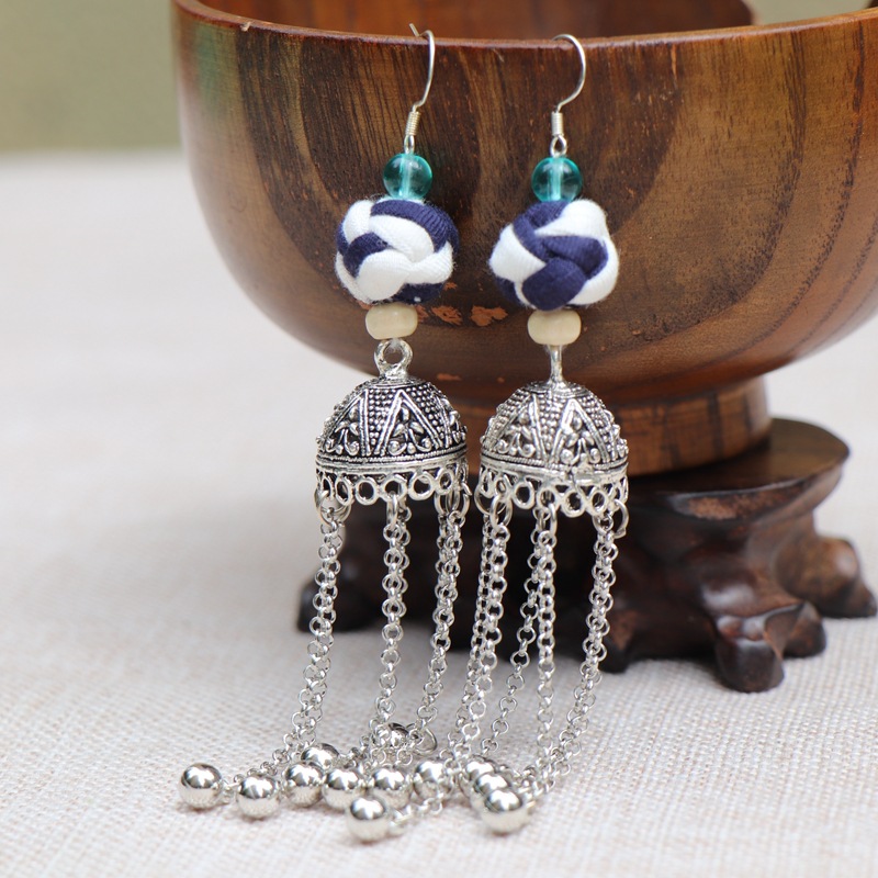 民族特色布艺扎染耳环时尚民族风女大理丽江舞台舞蹈饰品配饰批发详情13