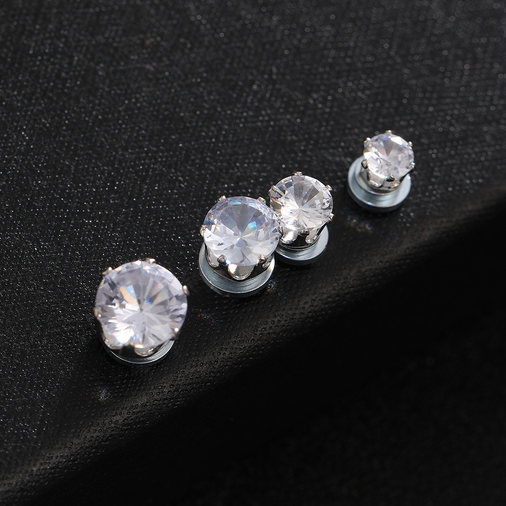 Niche design sense ear studs without ear holes, crystal zircon magnetic ear studs, light luxury, simple and versatile, ear bone clips, ear studs for women pic 2