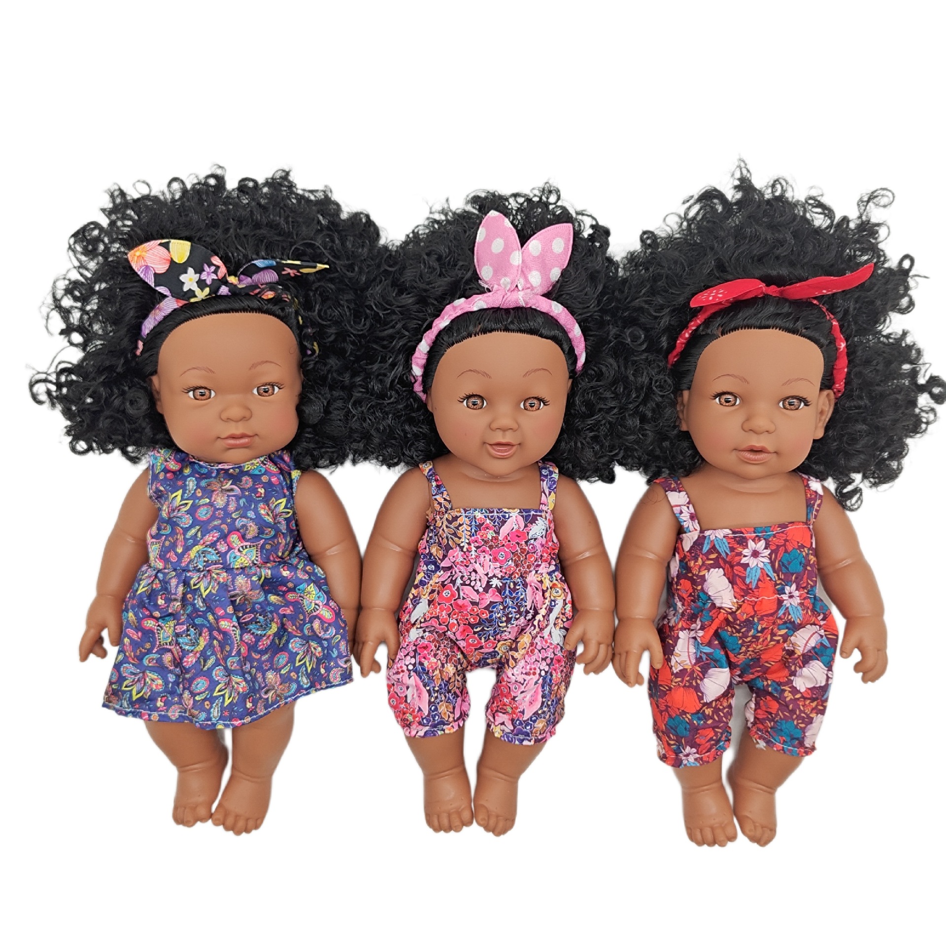 18-33CM Black doll, full-body vinyl rebirth doll, soft vinyl simulation baby, African doll, music doll pic 12