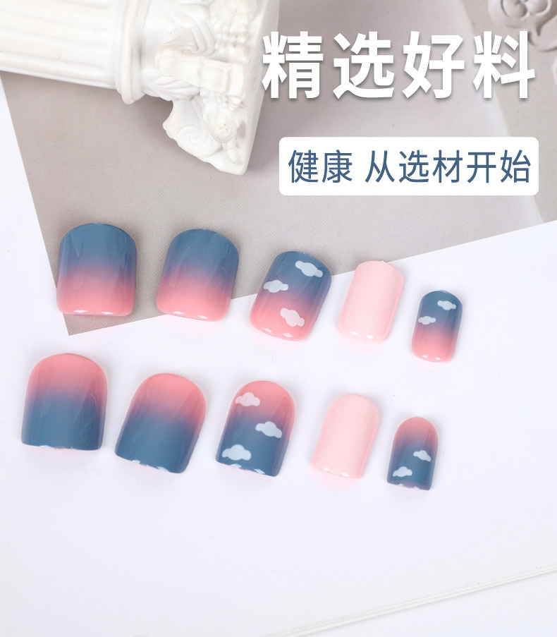 Checkered heart-shaped nail art mixed color printed false nail, colored stripe bow wearable nail, 24-piece finished nail pic 8