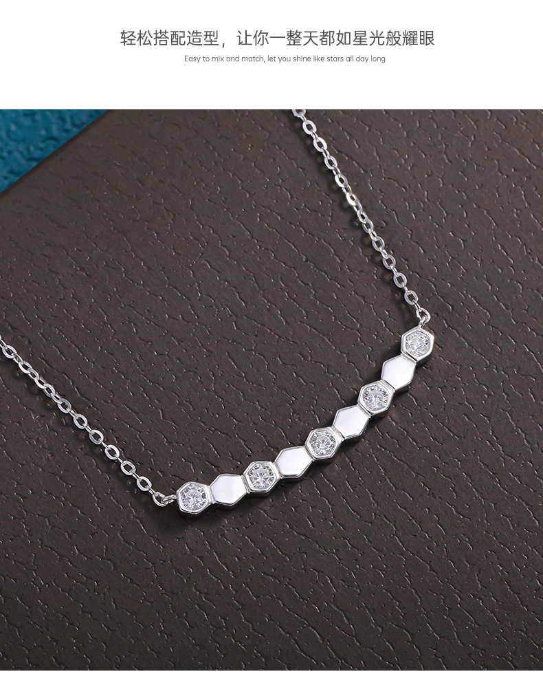 影响力饰品高版本锆蜂窝项链女CNC精雕通体925银电镀保色蜂巢锁骨链工厂直销详情9