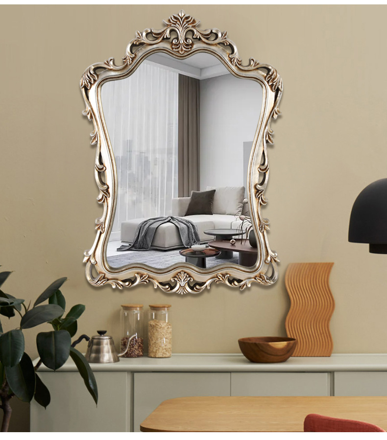 新款雕花浴室镜欧式复古美式卫浴镜酒店壁挂装饰镜梳妆卫生间镜子详情44