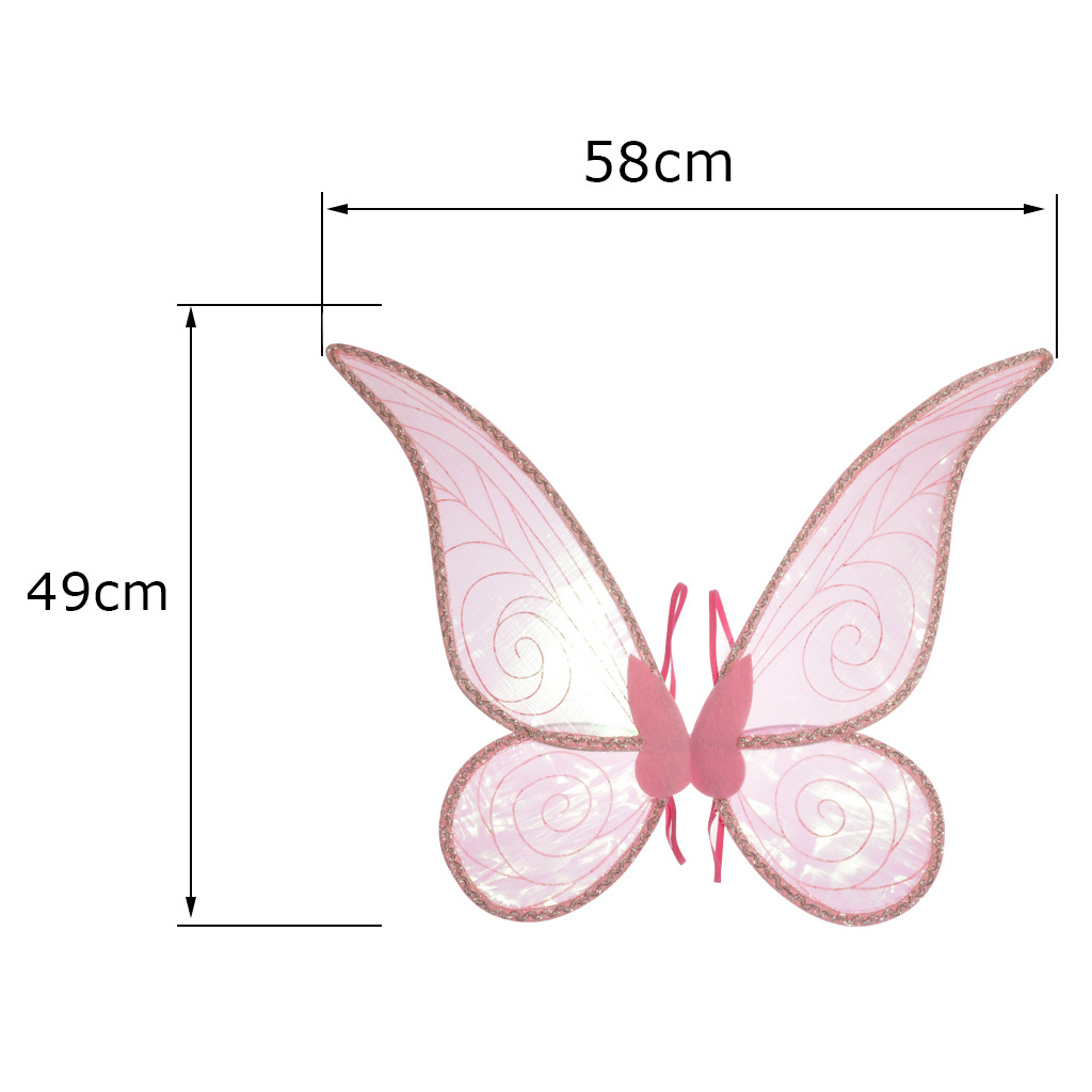 新款精灵翅膀儿童天使背饰节日派对表演服装道具亮片花边蝴蝶翅膀详情13