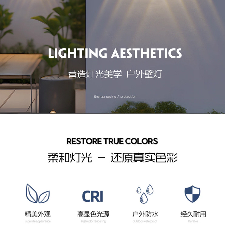 led户外防水壁灯门前洗墙射灯室外庭院楼梯过道墙壁灯卧室门头灯详情2