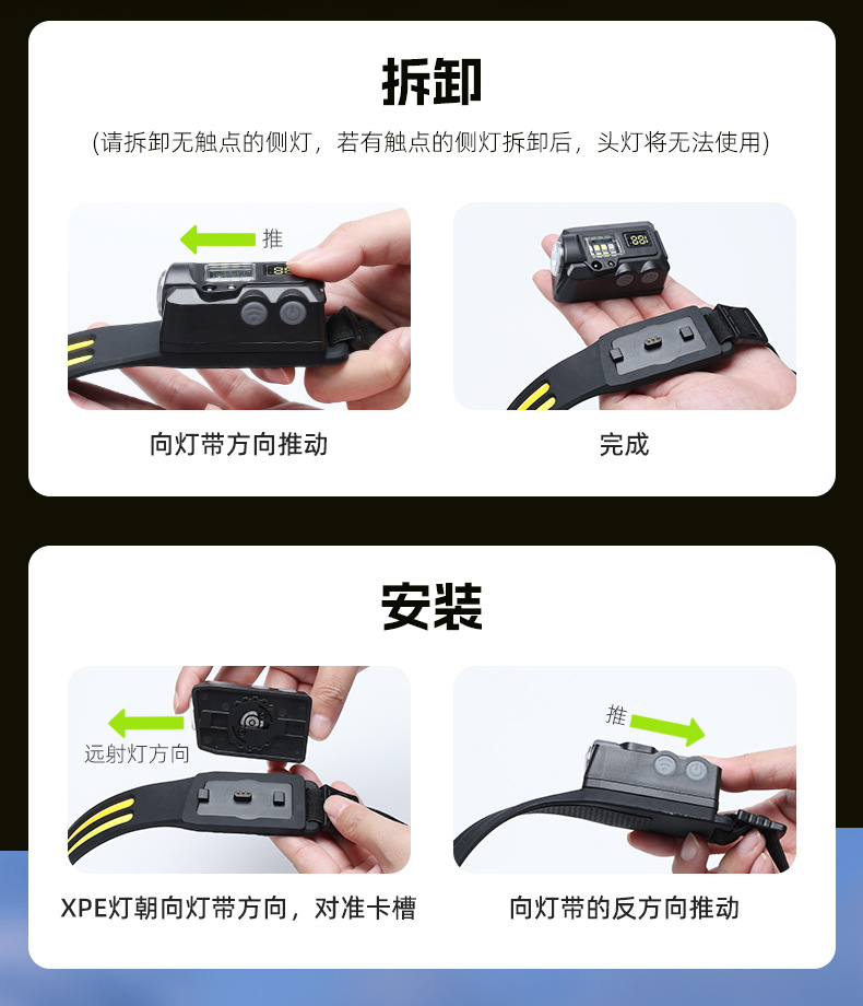 头灯头戴式强光充电夜钓头灯钓鱼专用超亮超轻便携感应灯超长续航详情10
