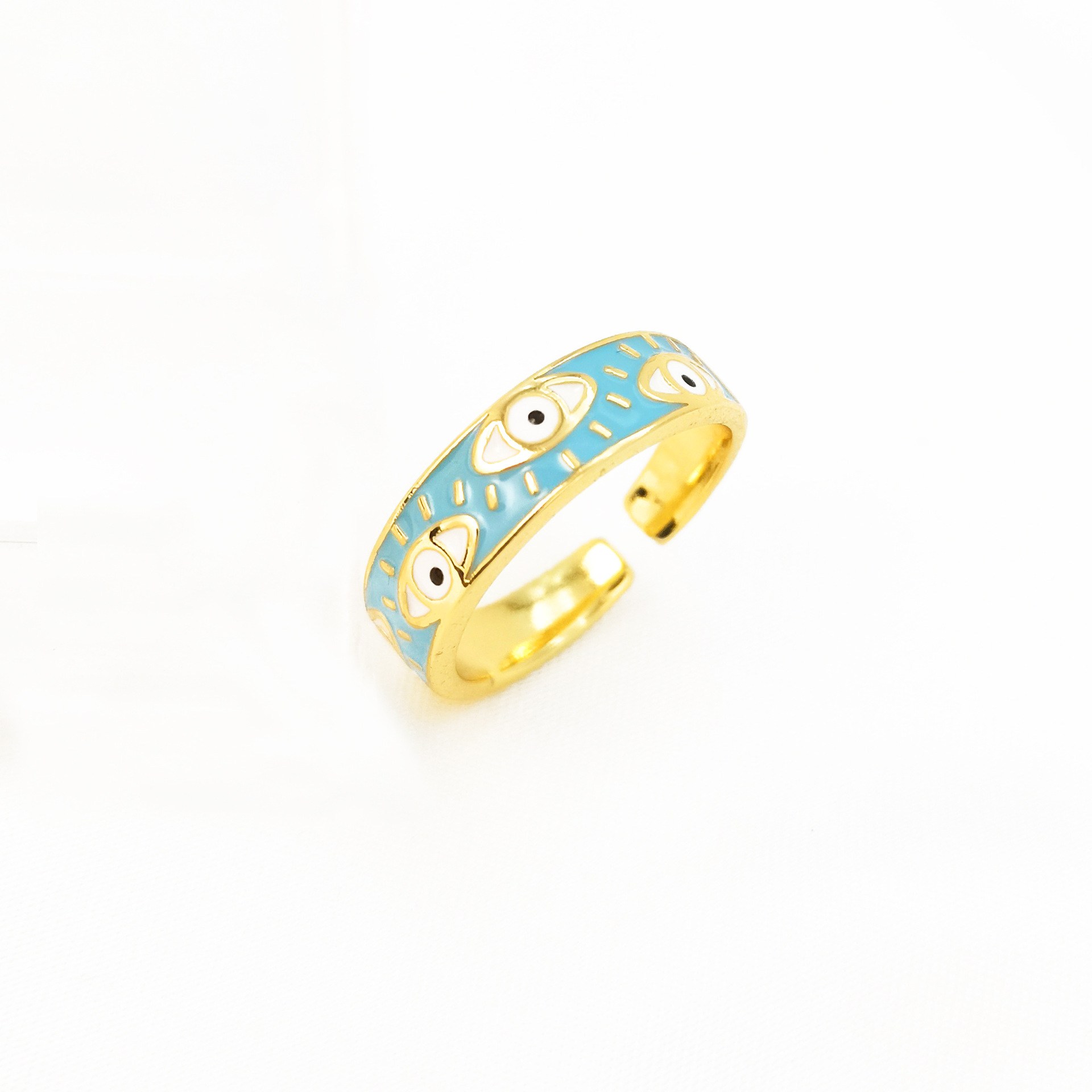 Cross-border European and American colored oil-drip micro-inlaid zircon ring, exquisite lace design, 18k gold-plated ring jewelry pic 10