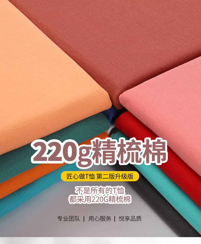 工作服定制企业衫工衣纯棉圆领220克宽松t恤定制短袖印字logo刺绣详情1