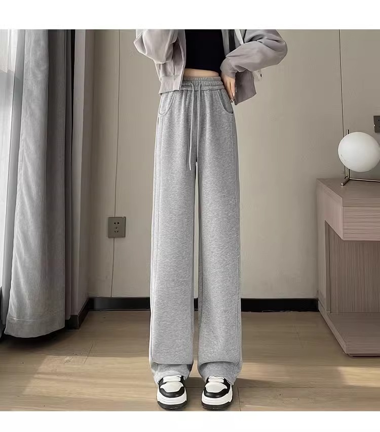 阔腿裤女2025新款春秋款运动直筒休闲裤小个子窄版显瘦垂感香蕉裤详情14