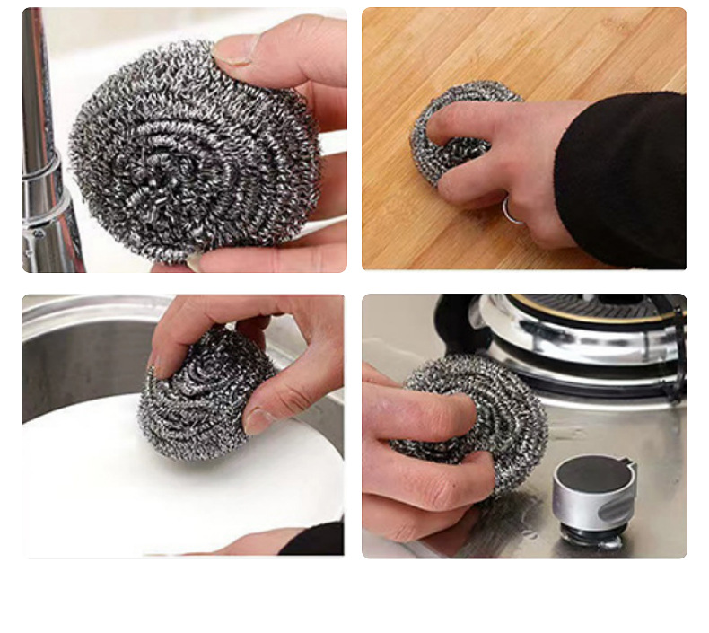 不锈钢清钢丝球洁球锅刷带刷子厨房清洁用品不易掉渣工厂去油详情16