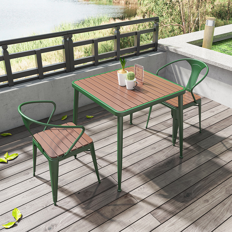户外花园阳台防水防晒防腐木彩色桌椅室外塑木露天台庭院休闲桌椅详情11
