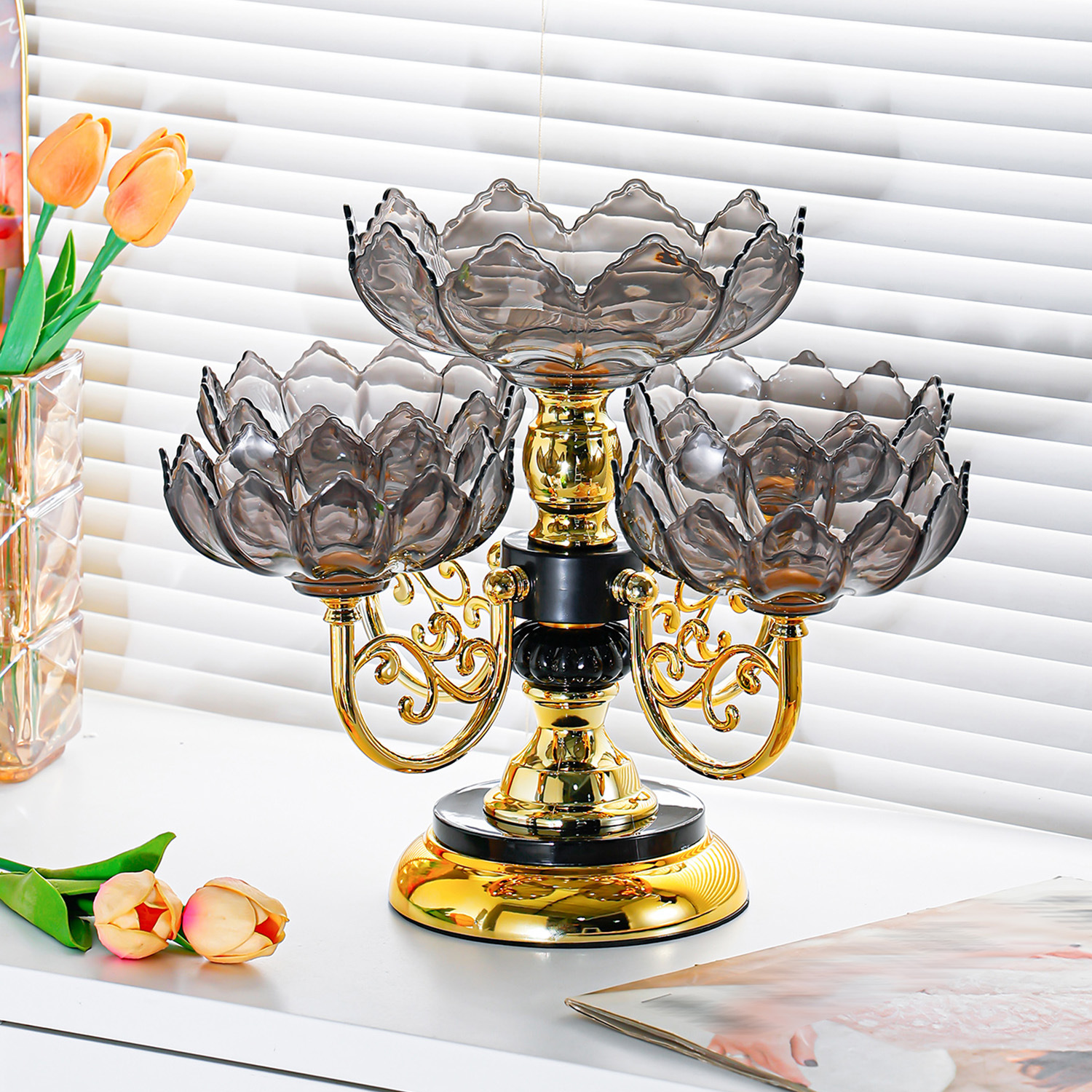 高颜值欧式网红水果盘家用客厅茶几现代创意多层轻奢风零食糖果盘详情10