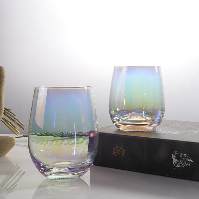 跨境电镀七彩蛋形玻璃杯牛奶果汁杯喝水杯子团队酒店用品水杯Logo详情8