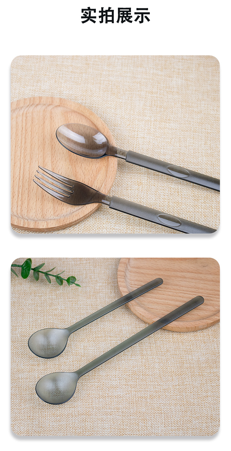 Thickened disposable spoon, plastic dual-purpose disposable spoon, high-end light food dessert, individual packaging, Western food rice spoon pic 10