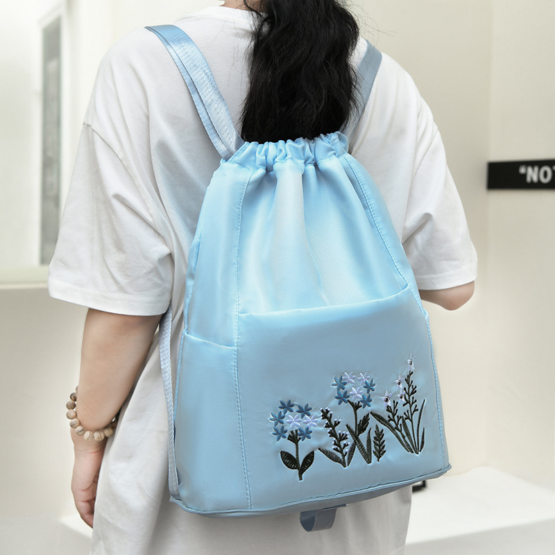New embroidered Oxford drawstring backpacks with large capacity, fashionable outdoor trend, travel folding backpacks, cross-border wholesale pic 33