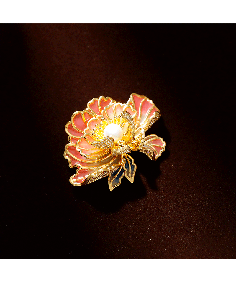 Hyacinth Peony flower brooch for women, elegant and elegant in ancient style, high-end and exquisite new Chinese style pearl accessory pic 4