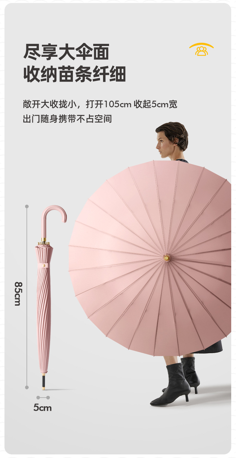 新款简约时尚小清新24骨直杆伞遇水开花伞加印logo雨伞广告伞详情21