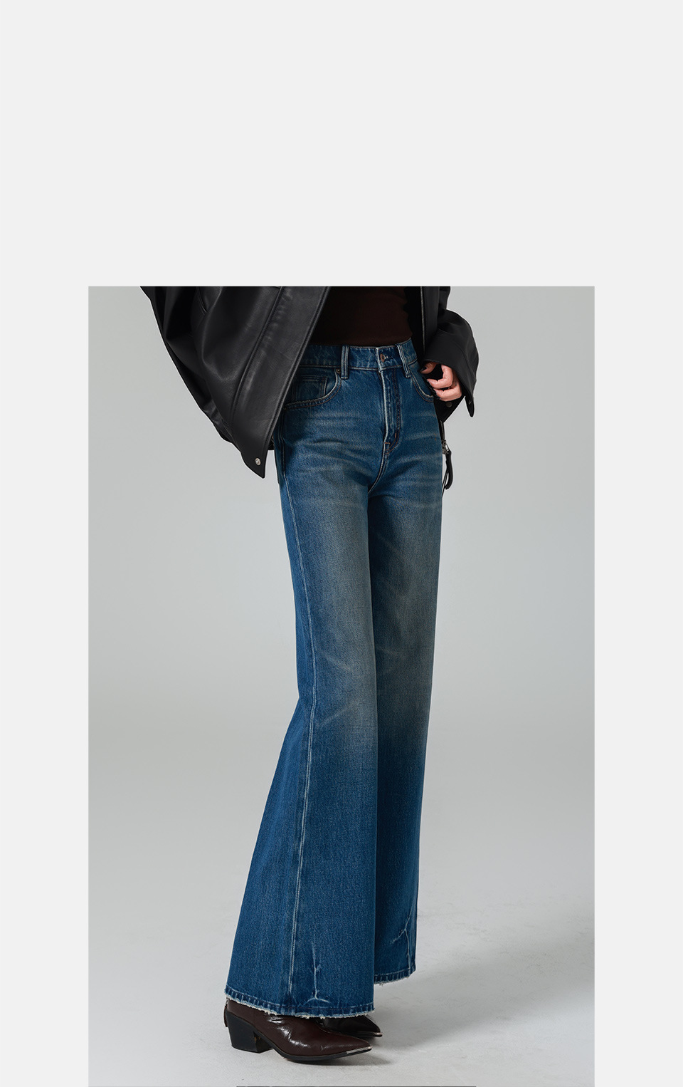 Long-legged big bull/High-waisted jeans for women, loose, slightly flared wide-leg pants, retro feng shui wash, 25 autumn and winter new trend pic 25